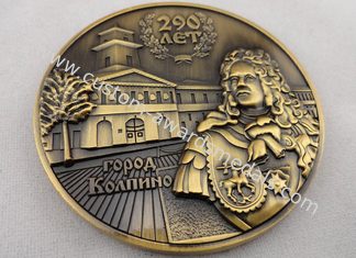 Customized Both Sides 3D Brass / Copper / Zinc Alloy Memorial Coin with Antique Gold, Nickel, Brass Plating