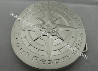 3D Zinc Alloy Metal Scout Reservation Belt Buckle with Misty Nickel Plating for Awards, Souvenir Gift
