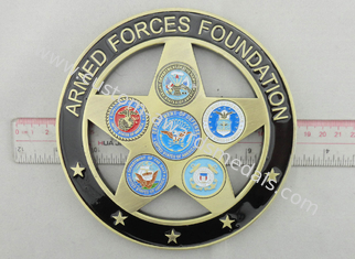 Custom Armed Forces Foundation Badge, Zinc Alloy Souvenir Badges with Antique Brass Plating, Soft Enamel