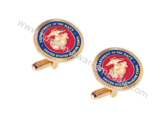 Promotional Gift Customized 3d Navy Enamel Cufflink, Metal Cufflink By Brass Stamped, Gold Plating