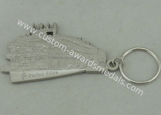 50.8 mm Zinc Alloy 3D Key Ring Silver Die Casting For Promotion